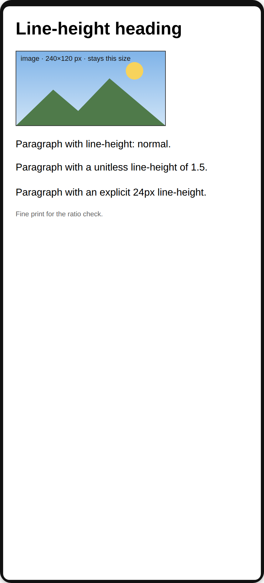 Mixed line-height styles: page at normal text size