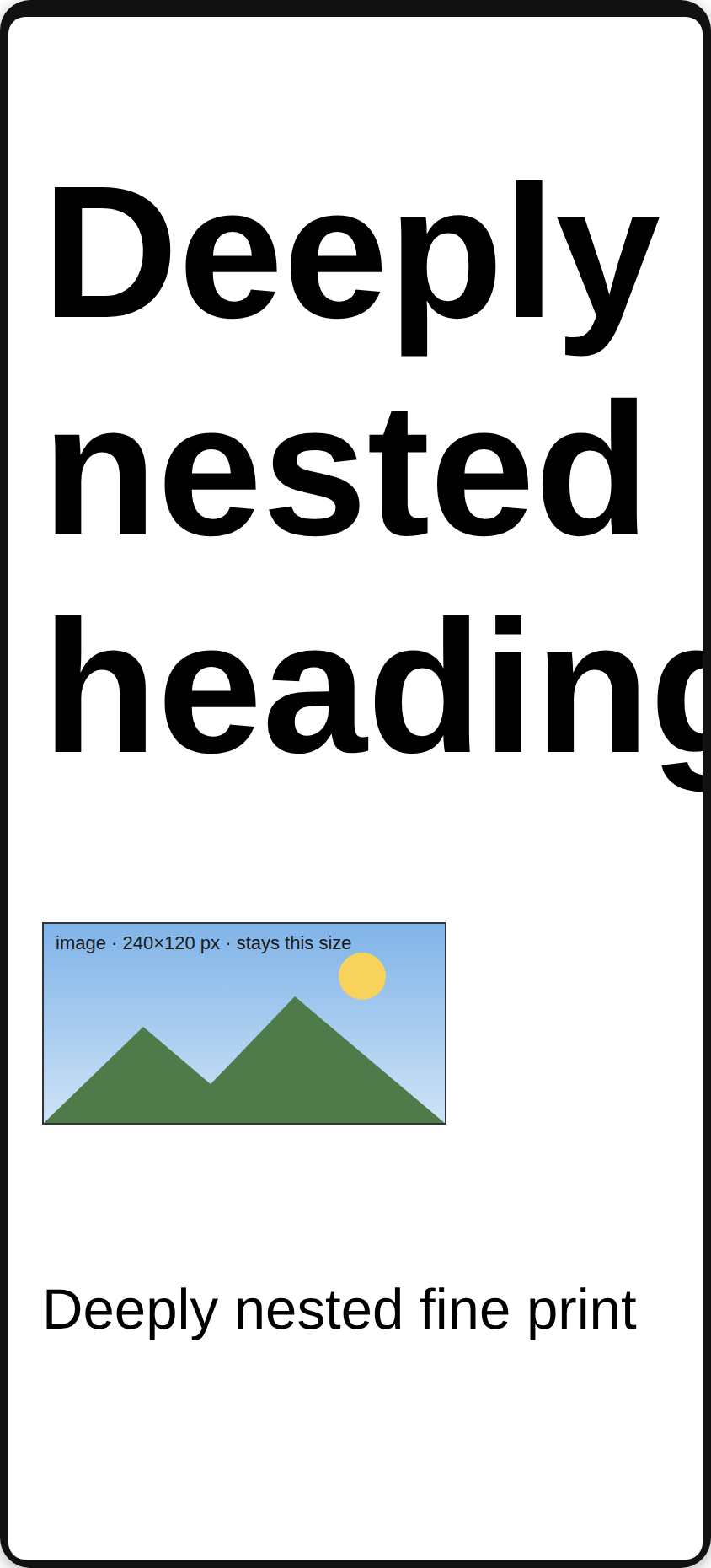 Deeply nested em inheritance: the same page with text at 200%