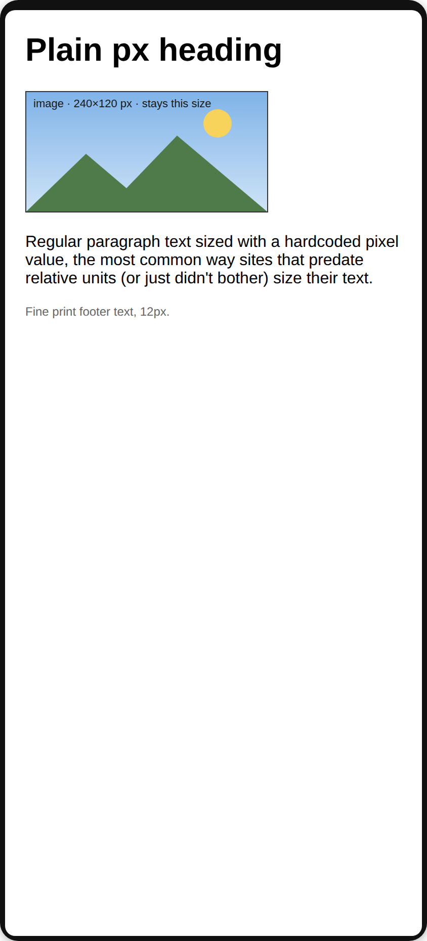 Plain px sizing: page at normal text size
