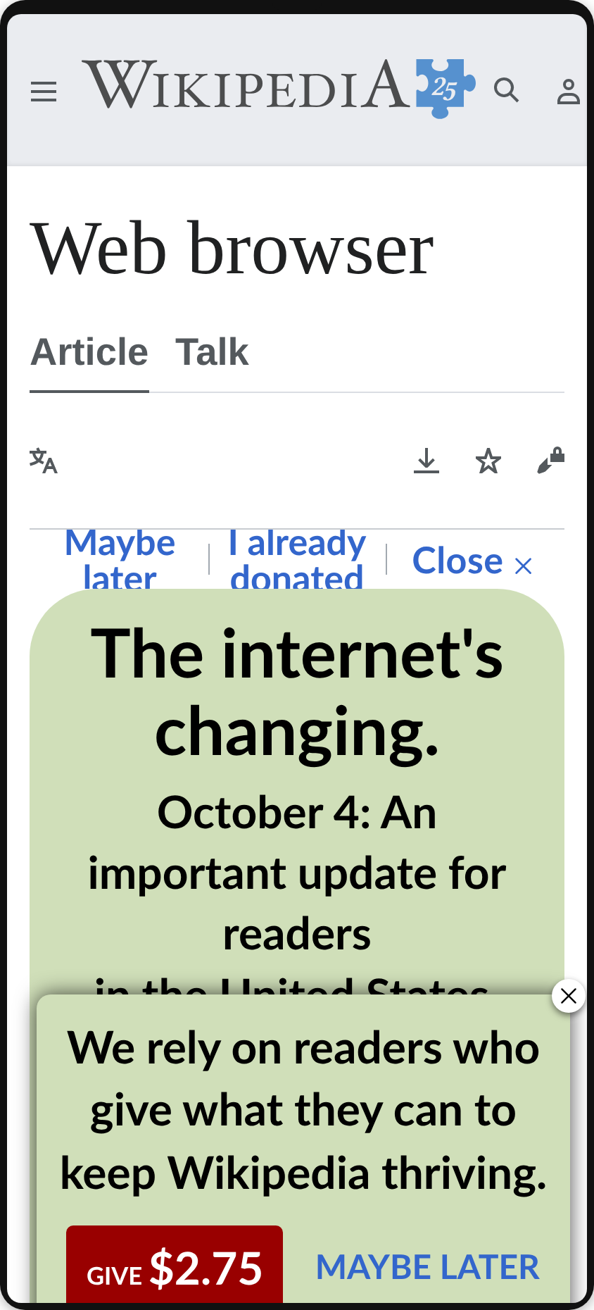 Wikipedia: the same page with text at 200%