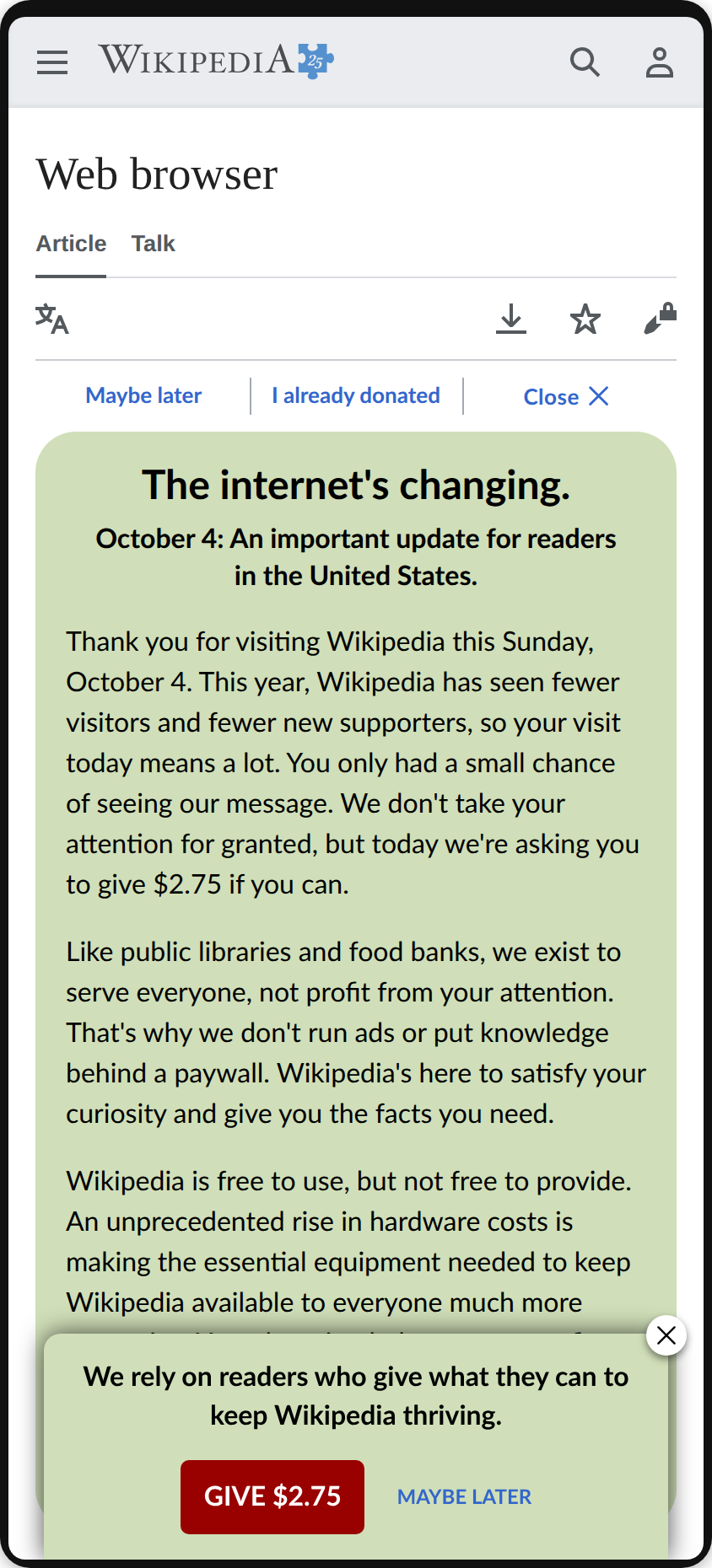 Wikipedia: page at normal text size